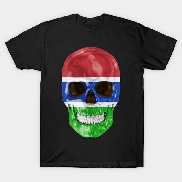 Gambia Flag Skull - Gift for Gambian With Roots From Gambia T-Shirt by Country Flags